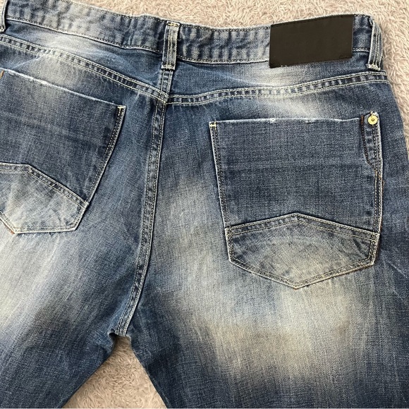 Vintage Sean John Blue Distressed RELAXED HAMILTON jeans Sz 38x32 UNIQUE STYLE - Picture 8 of 11